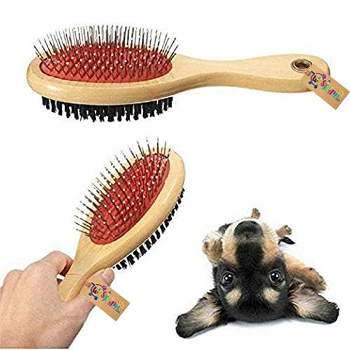 Western Era EcoFriendly Wooden Pet Grooming Comb, Deshedding, Double Sided Pin & Bristle Brush For Long & ShortHairs Dogs & Ca