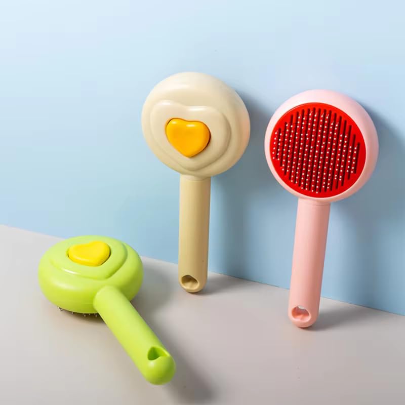 Psk Pet Mart Cat Brush For Shedding, Self Cleaning Cat Hair Brush, Pet Grooming Brush With Release Button For Short And Long Hai