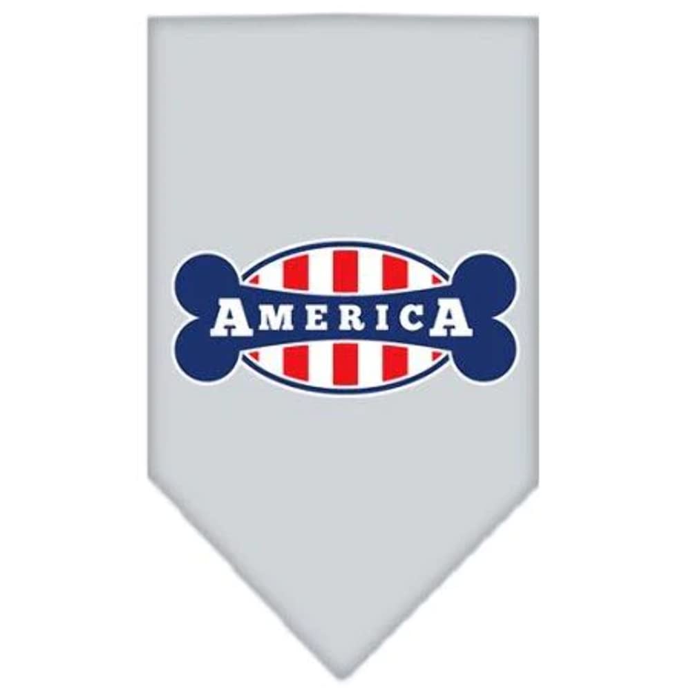 Mirage Pet Products Bonely in America Screen Print Bandana Grey, Large