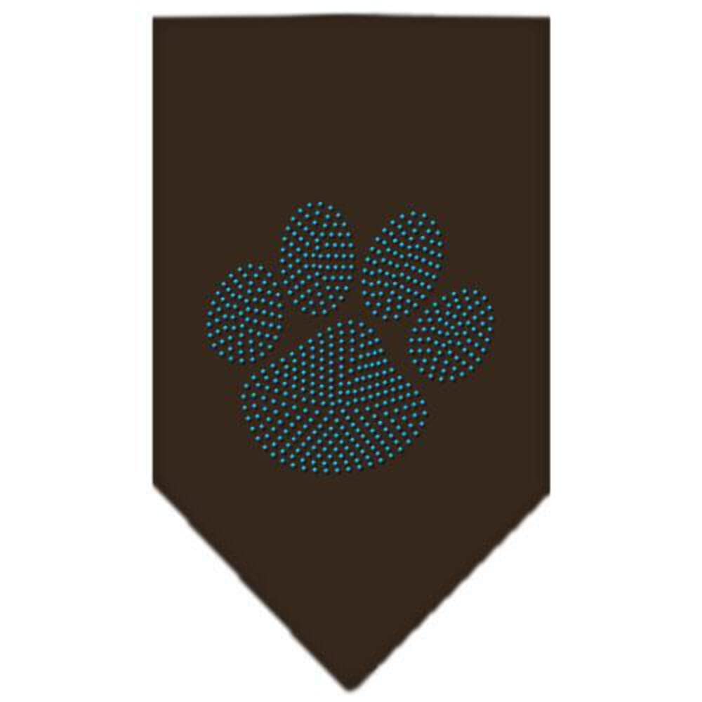 Mirage Pet Products Paw Blue Rhinestone Bandana, Small, Cocoa