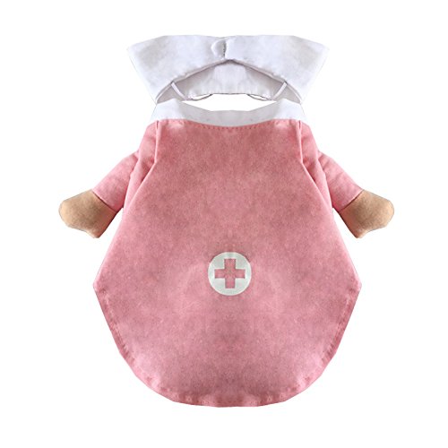 Mikayoo Dog Nurse Costume, Pink Polyester, Size L, Halloween