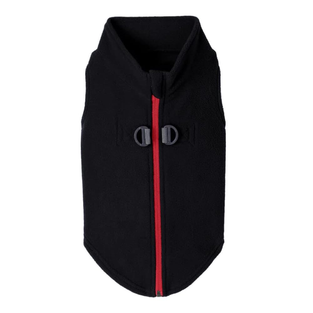 Gooby - Zip Up Fleece Vest, Fleece Jacket Sweater with Zipper Closure and Leash Ring, Black, Small
