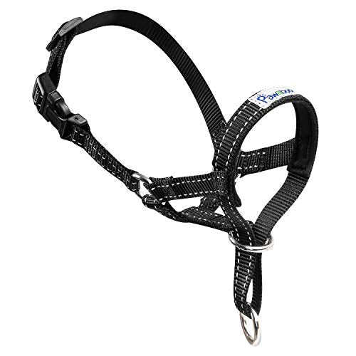 Pawaboo Dog Muzzle, Head Halter Collar For Dog, Pet Dog Nylon Reflective Adjustable Loop Anti-Biting Barking Control Easy Fit Do