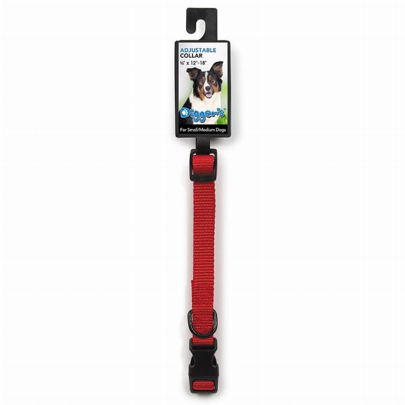 Dog Adjustable Collar 1 x 18 - 26 Nylon Red
