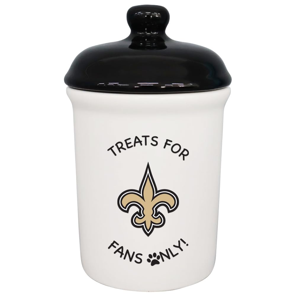 The Memory Company | Licensed NFL Treats for Team Fans Only Ceramic Pet Treat Canister,New Orleans Saints