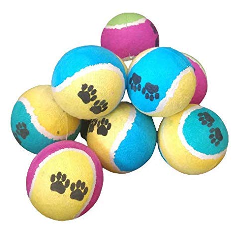 Picckola International Paw Print Tennis Ball For Puppy Ball Chew Toys Teething Toys (Color May Vary, Pack Of Four)