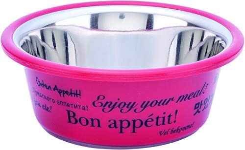Elton Bon Appetit Cutie Bowls (Red) Dog Bowls Export Quality Inside Stainless Steel Outside Best Quality Colorful Designer Plast