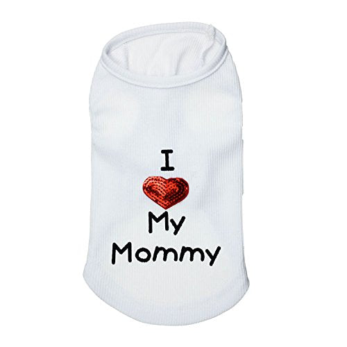 Dog Shirts Slogan Vest I Love My Daddy/Mommy Cute Heart T-Shirt Clothes for Chiuahaha Poodle Teacup Shihtzu Yorkie Bulldog Small