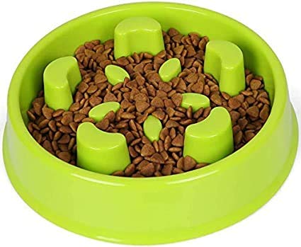Pet Guard Slow Dog Bowl, Fun Slow Feeder Dog Bowl, AntiGulping Dog Slow Feeder Stop Bloat (Green)