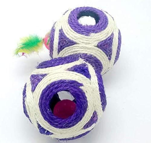 Dog Trust Cat Scratching/Chewing Ball Toy With Tinkle Sound Bell Inside The Ball (Diameter5 Inches)  Color May Vary