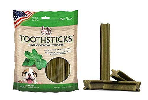 Loving Pets Toothsticks - Fresh Mint Dental Sticks for Dogs (for Medium/Large Dogs 20-100+ lbs)