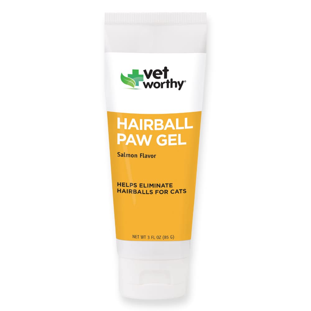 Vet Worthy Hairball Paw Gel Aid for Cats - Hairball Remedy for Cats for Digestive Aid and Hairball Relief --Easy to Give - Salmo