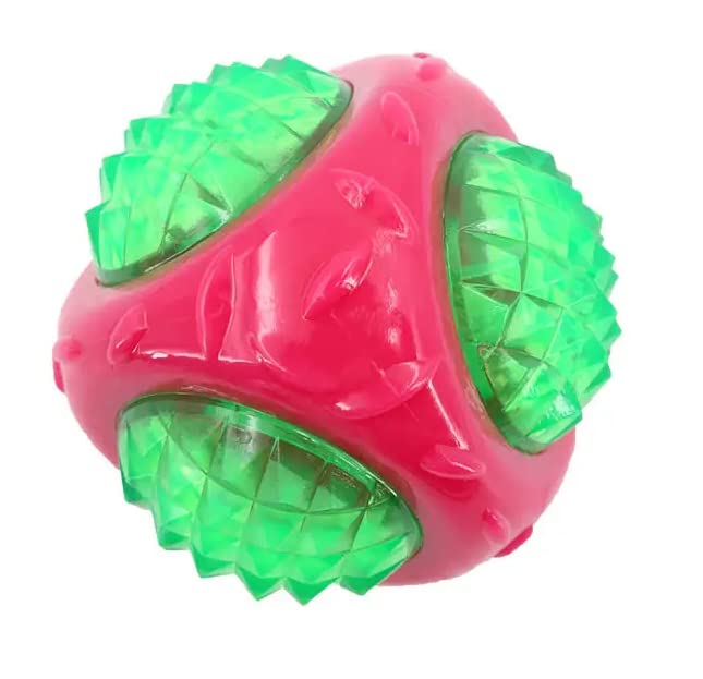 Rvpaws NonToxic Teething And Training Lighting Led Ball With Sound Squeaky Squeaker Ball Chew Toy For Dogs And Cats (Color May 