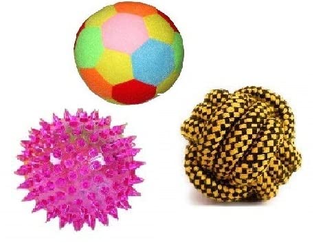 Rvpaws Durable Puppy And Small Dogs Hollow Sound Rope Led Teething Ball Toy (Multicolour), Combo Of 3