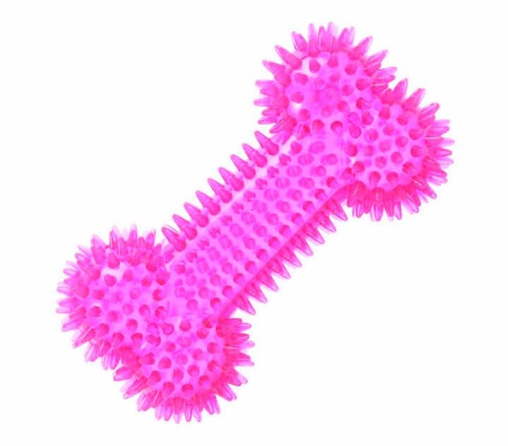Pet Needs Durable Spiky Squeaky Chew Chewing Biting Fetch Bone Toy NonToxic Soft Natural Tpr Rubber Toy For Small Puppy (Baby 