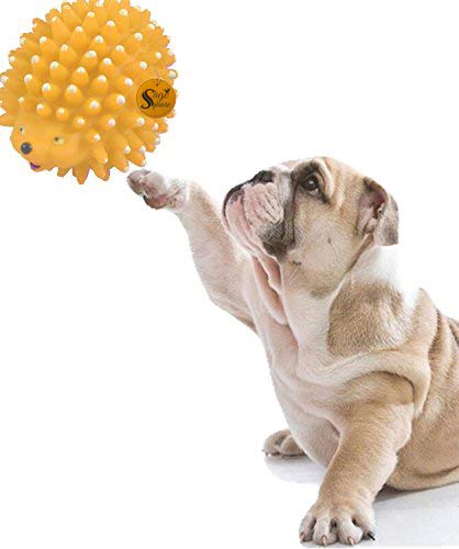 Sage Square Natural Rubber Squeaky Toy Cum Chew Porcupine Shape Toy For Dog/Puppy/Cat/Kitten (Yellow)