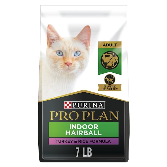 Purina Pro Plan Hairball Management, Indoor Cat Food, Turkey and Rice Formula - 7 lb. Bag