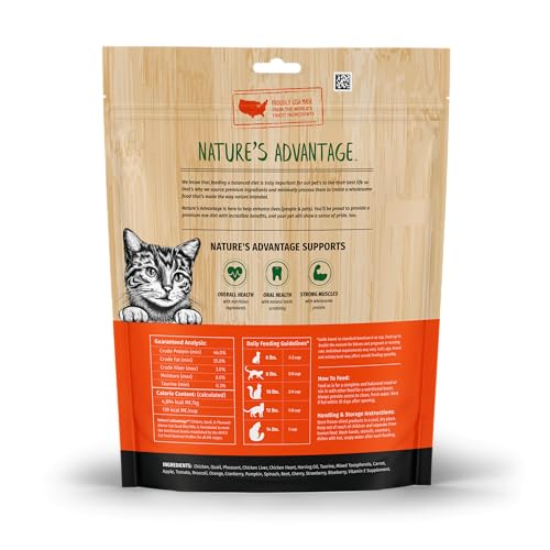 Nature's Advantage Freeze-Dried Raw Chicken, Quail & Pheasant Cat Food, Grain Free, High Protein, 12 oz Mini Nibs