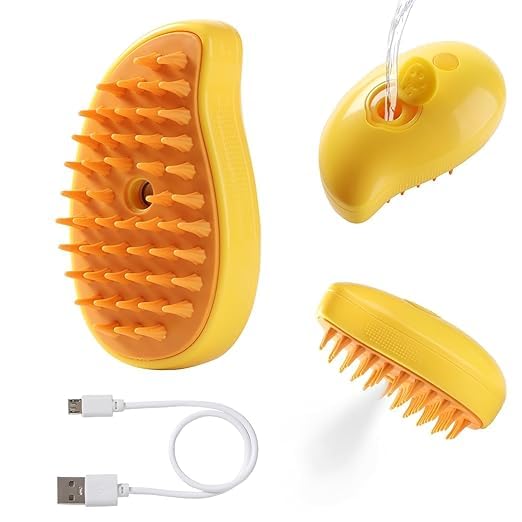 Pets Empire Rechargeable 3In1 Steam Pet Brush For Dogs & Cats  Steamy Cat Hair Brush With Spray & Massage, Hair Removal & Mas