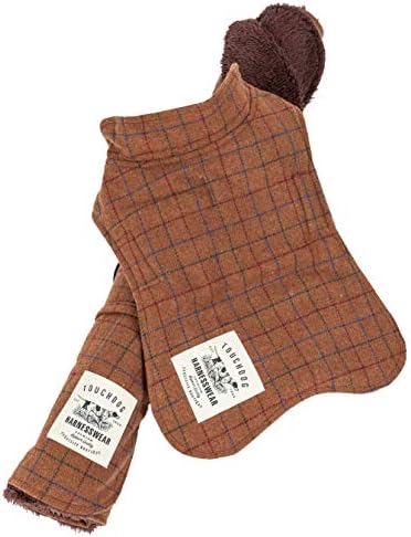 Touchdog  2In1 Windowpane Plaided Dog Jacket With Matching Reversible Dog Mat, Brown Plaid  Small