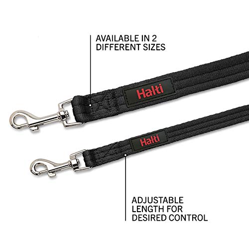 HALTI Headcollar Size 5, Black & HALTI Training Leash Size Large, Black Combination Pack - Stop Your Dog Pulling on the Leash. A