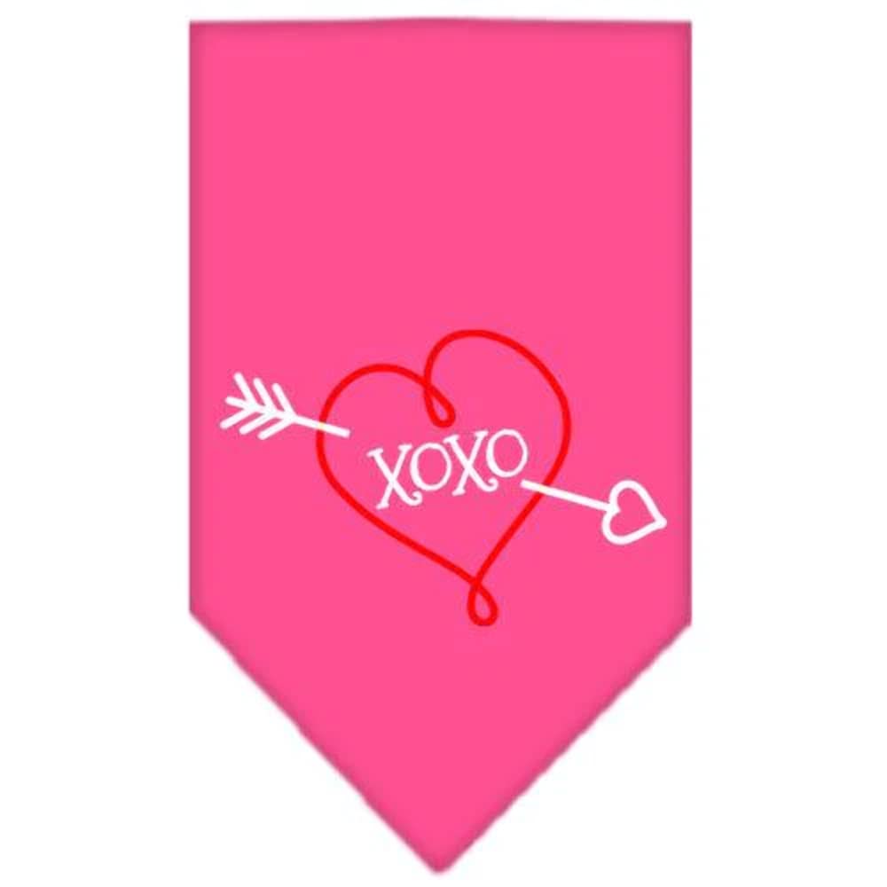 Pet and Dog Bandana Screen Printed, XOXO Bright Pink Small