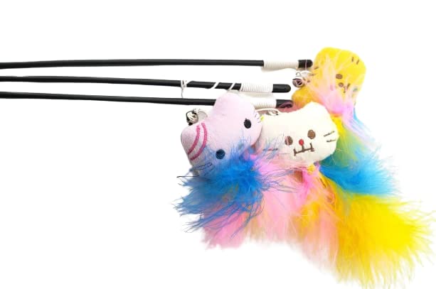 Dog Trust Cat Retractable Bell Teaser Wand Toy, Interactive Natural Feather Cat Kitten Toy (Pack Of 1)