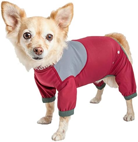 Dog Helios  Tail Runner Lightweight 4Waystretch Breathable Full Bodied Performance Dog Track Suit, Red And Grey  Xlarge
