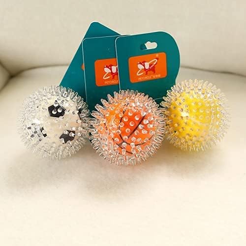Woofy Ball In Ball Spiked Double Layer Ball Spiked Chew Ball Hard Squeeze Squeak Ball Dog Toy Ball In Side Ball Pet Toy (Color M