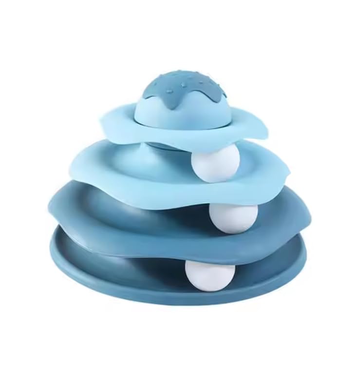 Bohobark Cat Interactive Toy Interactive Fun Roller Exerciser 3 Level Cat Teaser Ball Toy With 3 Colorful Light Weight Chocolate