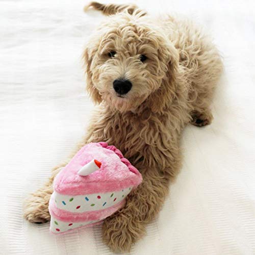 Zippypaws Birthday Gifts For Dogs - Pink Birthday Cake Slice, Plush Squeaky Dog Toy, Dog Birthday Party Supplies For Boys & Girls