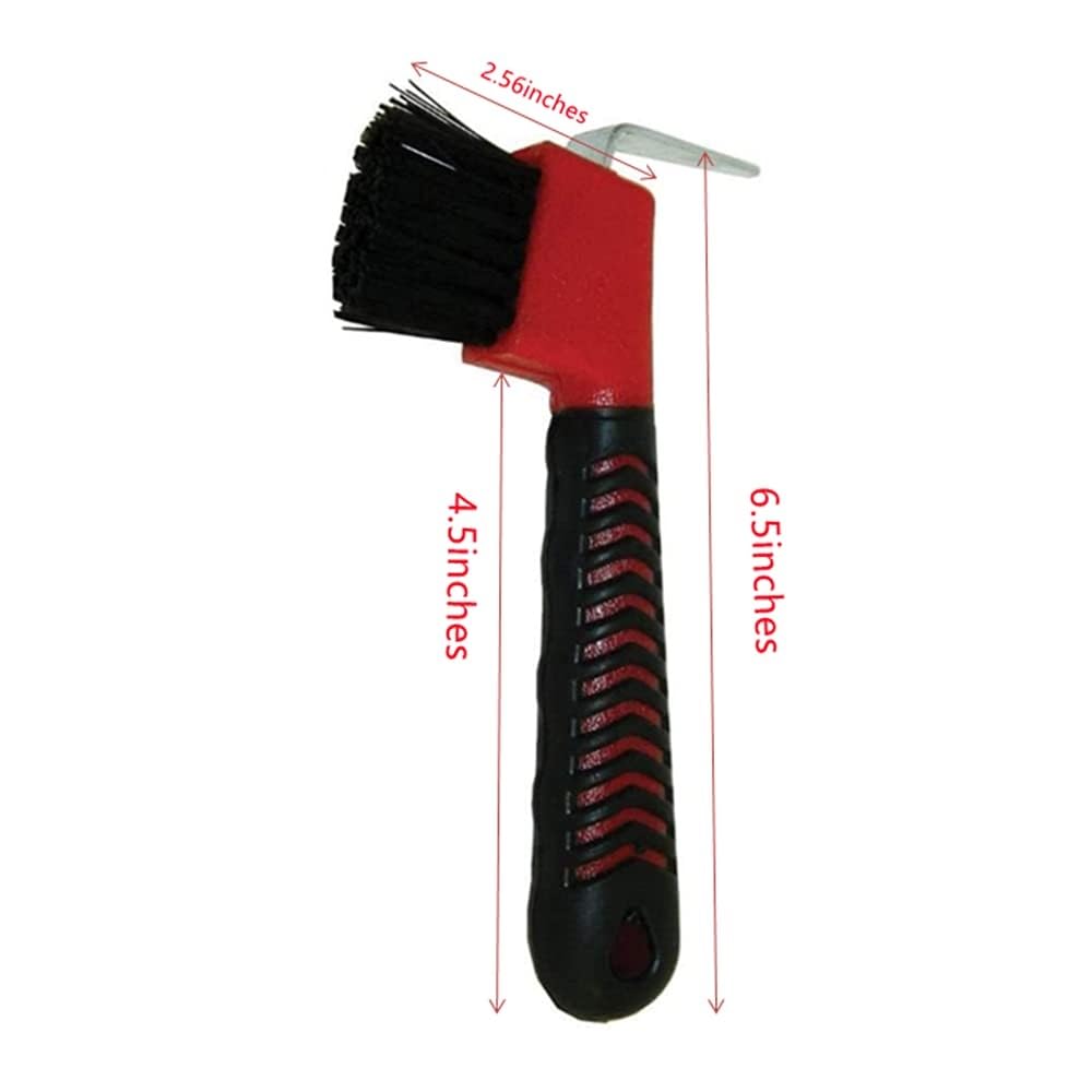 Pofuierkn 4Pcs Horse Hoof Pick Brushes,Horse Hoof Pick Brush With Soft Touch Rubber Handle