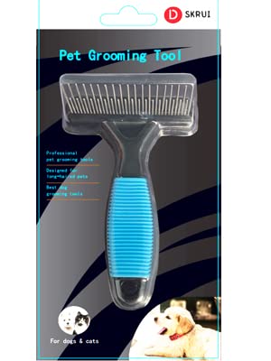 Dskrui Undercoat Rake For Dogs, Designed For Breeds With Medium To Long Undercoats,Long & Short Stainless Steel Teeth, Safe Dematting Comb For Easy Mats & Tangles Removing