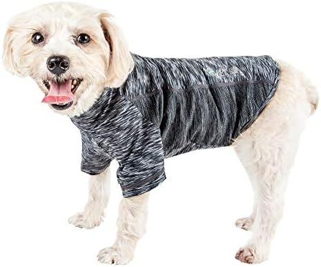 Pet Life  Active Warf Speed Heathered Ultrastretch Sporty Performance Dog Tshirt, Black Heather On Black  Medium