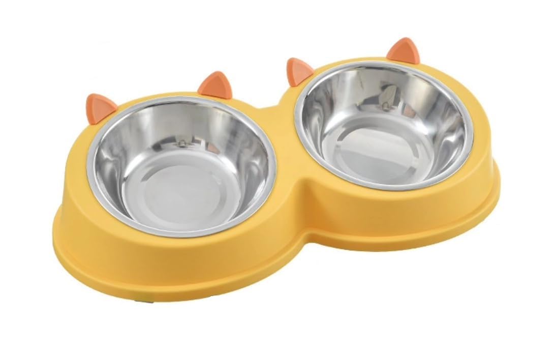 Homefast Stainless Steel Removable Anti Slip Food And Water 2 In 1 Bowl For Dog And Cat L Pet Bowl Basic Dog Bowls L Pet Feeder 