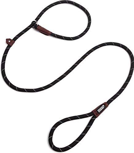 Friends Forever Dog Rope Leash - Durable, Reflective, 6ft, Black, Heavy Duty Training Slip Lead for Large, Medium, Small Pets