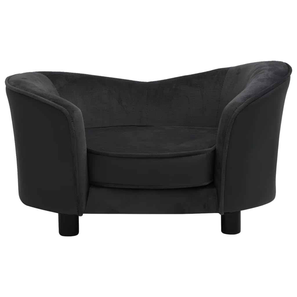 Vidaxl Dog Sofa Black 27.2'X19.3'X15.7' Plush And Faux Leather
