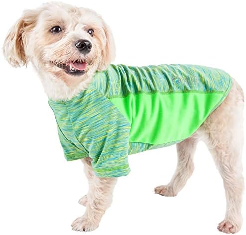 Pet Life  Active Warf Speed Heathered Ultrastretch Sporty Performance Dog Tshirt, Green Heather W/ Light Green  Xlarge