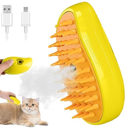 Vardista 3In1 Cat & Dog Steam Brush Steamy Pet Grooming Brush With Comb & Massage Steam Hair Removal Brush For Cats & Dogs Pet