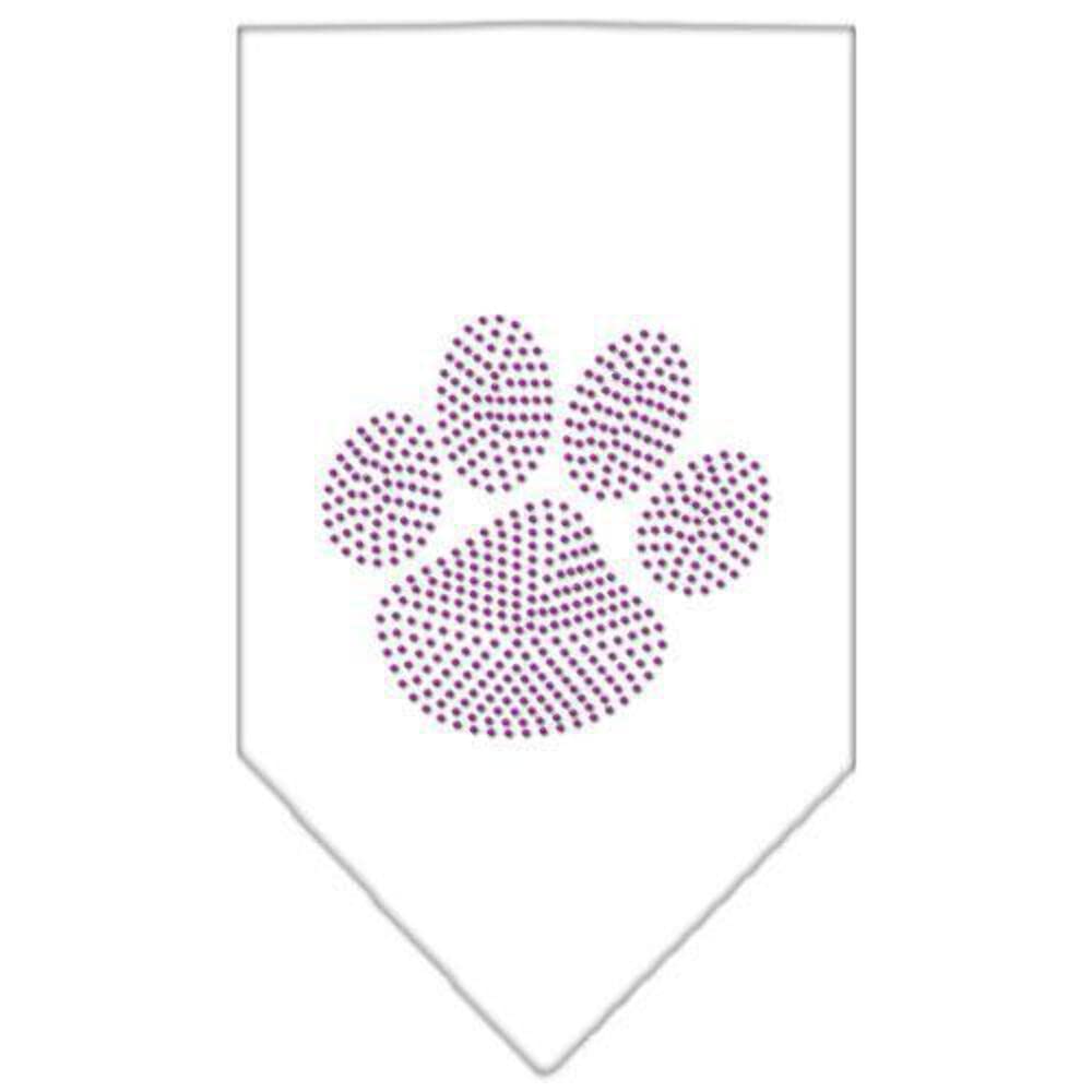 Mirage Pet Products Paw Purple Rhinestone Bandana, Small, White