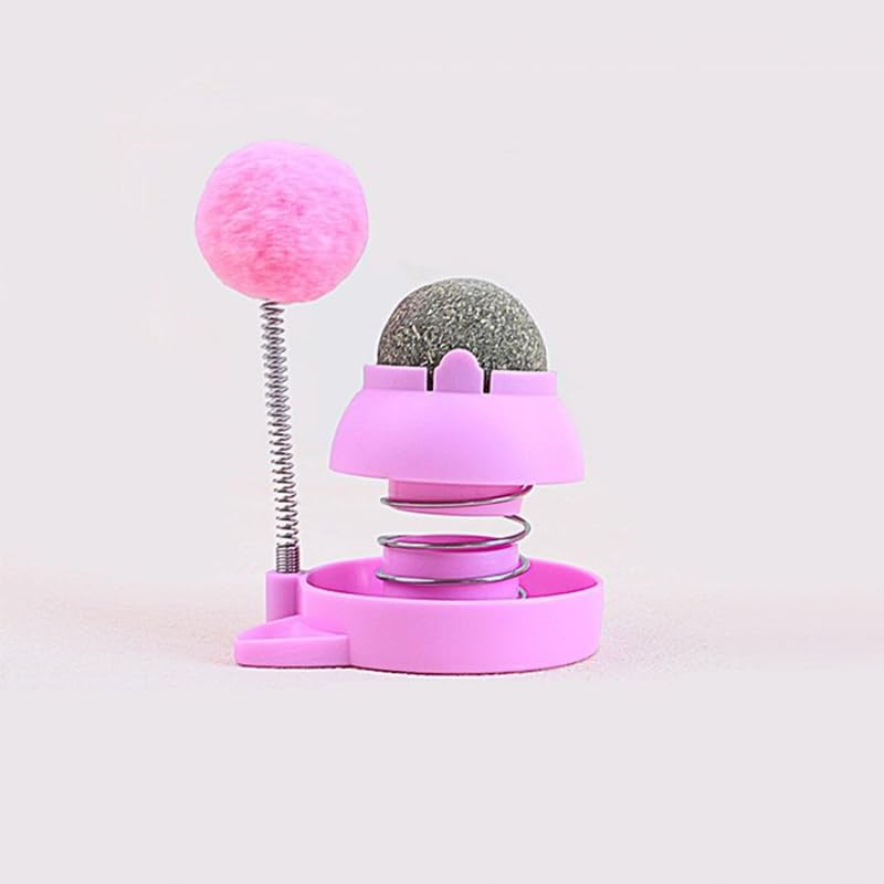 Bohobark Rotatable Catnip Ball Toy Cat Teeth Cleaning Chew Claw Licker Toy Snail Shape SelfAdhesive Cat Mint Edible Balls