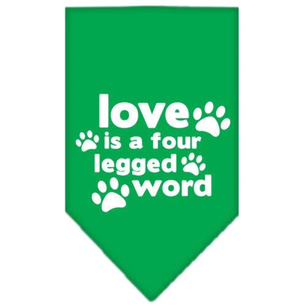 Mirage Pet Products Love is a 4 Leg Word Screen Print Bandana for Pets, Large, Light Pink