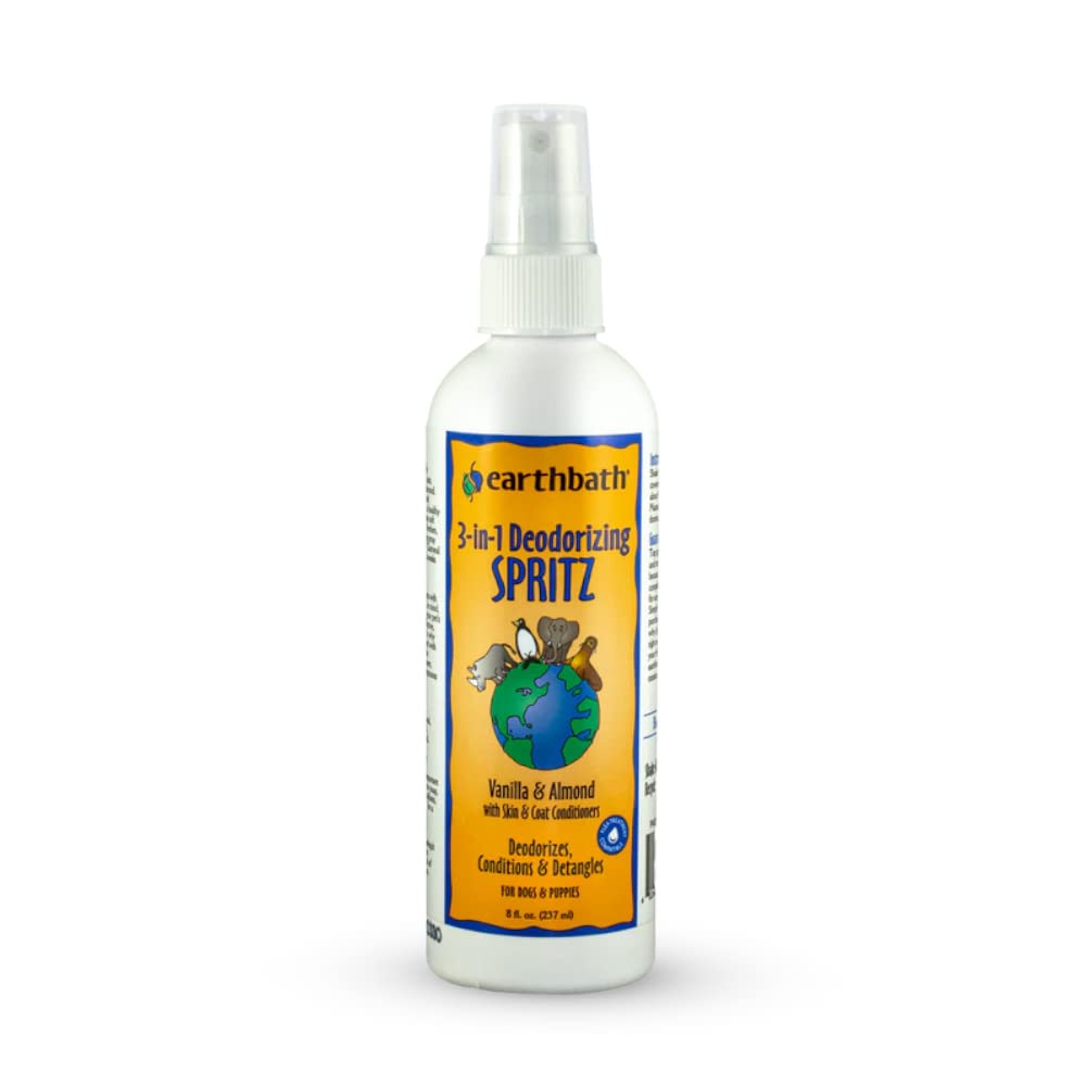 Earthbath Vanilla & Almond 3-In-1 Dog & Puppy Deodorizing Spritz - Deodorizes, Conditions, & Detangles, Aloe Vera, Vitamin E - K