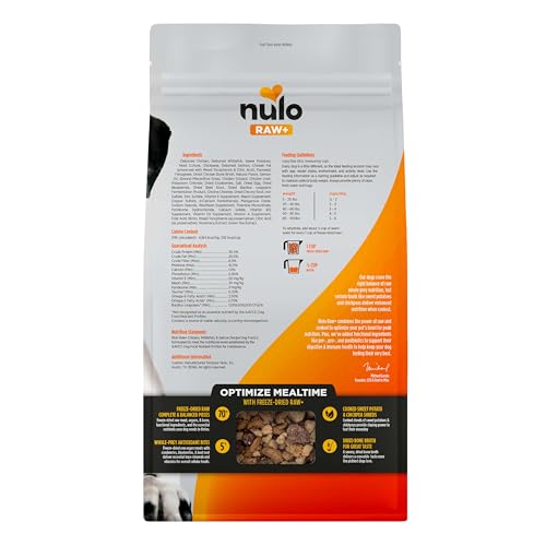 Nulo Freeze-Dried Raw+ Adult Dog Food, Chicken, Whitefish and Salmon, 5 lb Bag