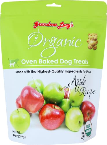 Grandma Lucy's Organic Oven Baked Dog Treats - Apple Flavor, 14 oz, Healthy Snack for Dogs