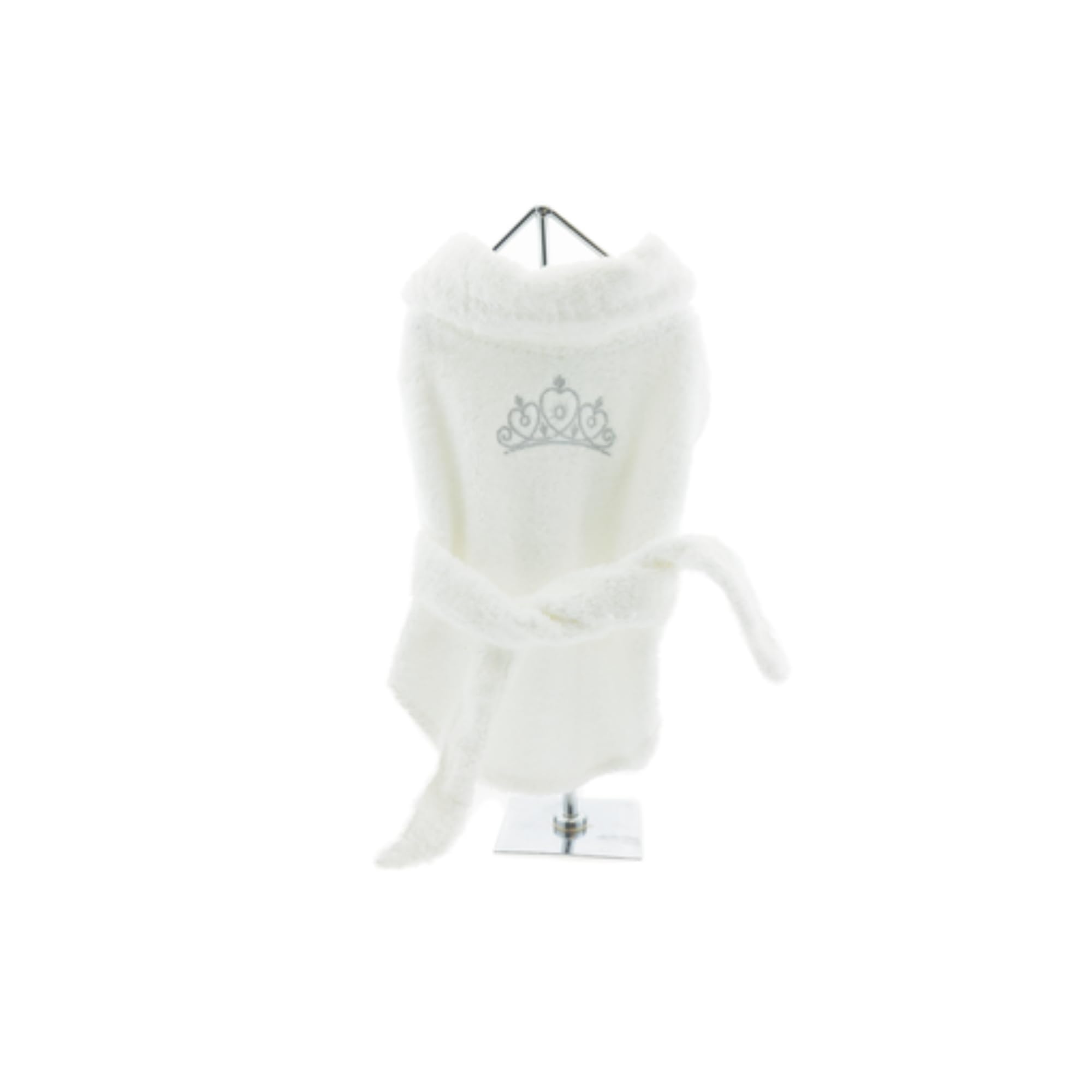 Doggie Design White Silver Tiara Cotton Dog Bathrobe (Small)