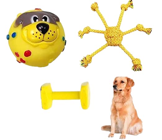 Psk Pet Mart Dog Toys Combo Of 3 Chew Toys For Dogs I Dog Spike Bone+Dog Ball + Rope Toys For Dogs & Puppies Teething Toys For A