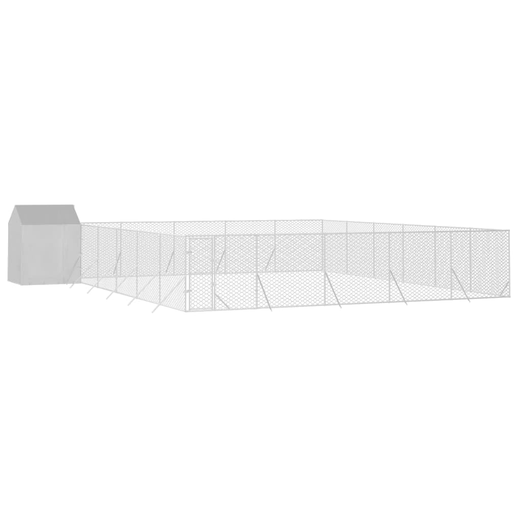 vidaXL Outdoor Dog Kennel with Roof Silver 12x12x2.5 m Galvanised Steel