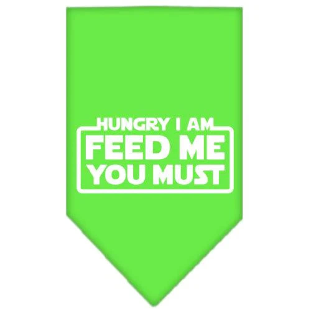 Pet and Dog Bandana Screen Printed, "Hungry I Am, Feed Me You Must" Light Pink Small