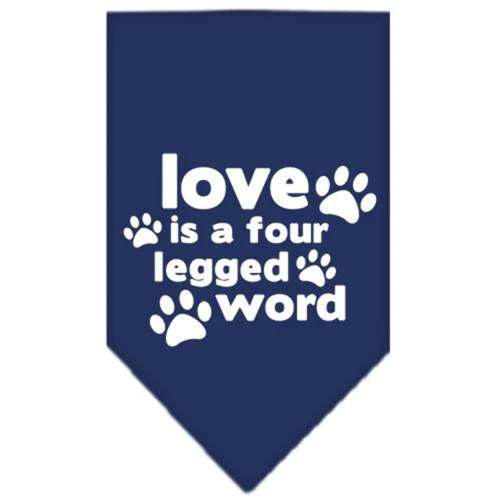 Mirage Pet Products Love is a 4 Leg Word Screen Print Bandana for Pets, Small, Grey